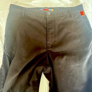 Flat front EMPYRE black chinos.  Relax fit